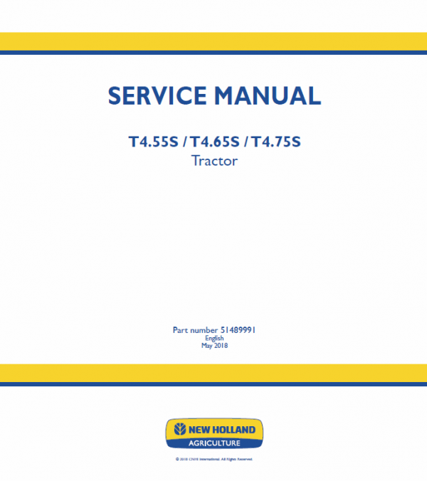 New Holland T4.55s, T4.65s, T4.75s Tractor Service Manual