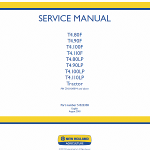 New Holland T4.80lp, T4.90lp, T4.100lp, T4.110lp Tractor Service Manual