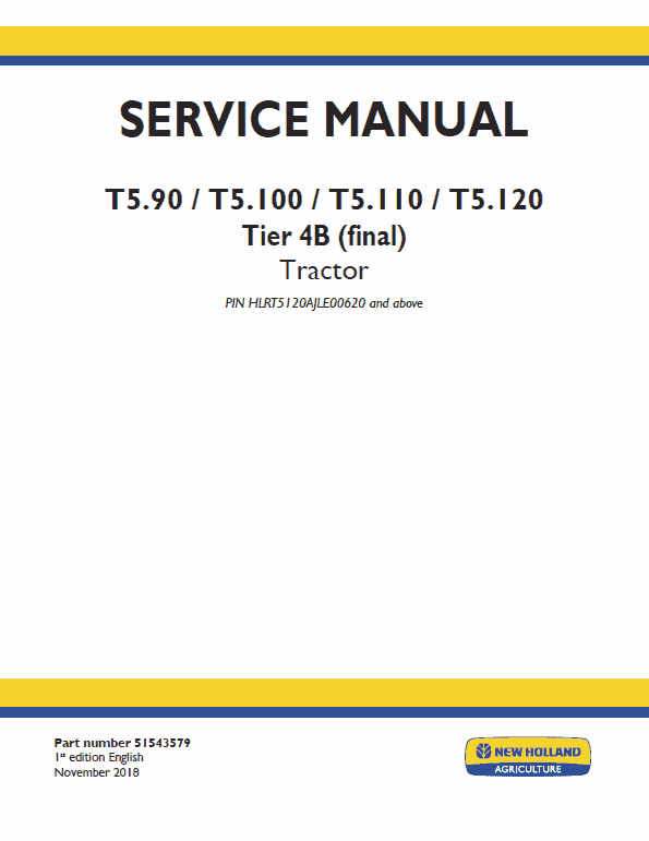 New Holland T5.90, T5.100, T5.110, T5.120 Tractor Service Manual