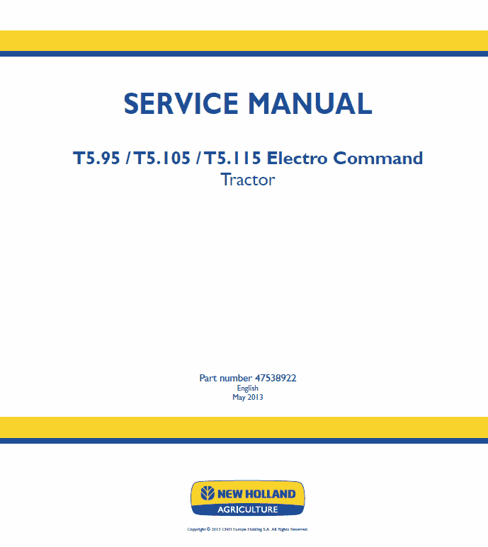 New Holland T5.95, T5.105, T5.115 Electro Command Tractor Service Manual