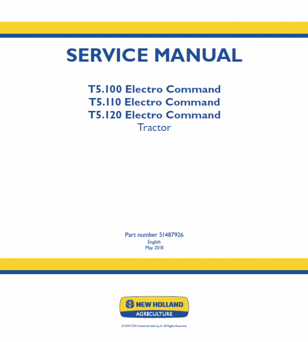 New Holland T5.100, T5.110, T5.120 Electro Command Tractor Service Manual