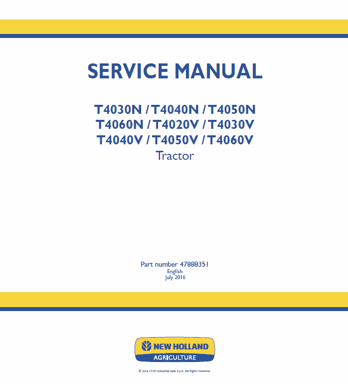 New Holland T4030n, T4040n, T4050n, T4060n Tractor Service Manual