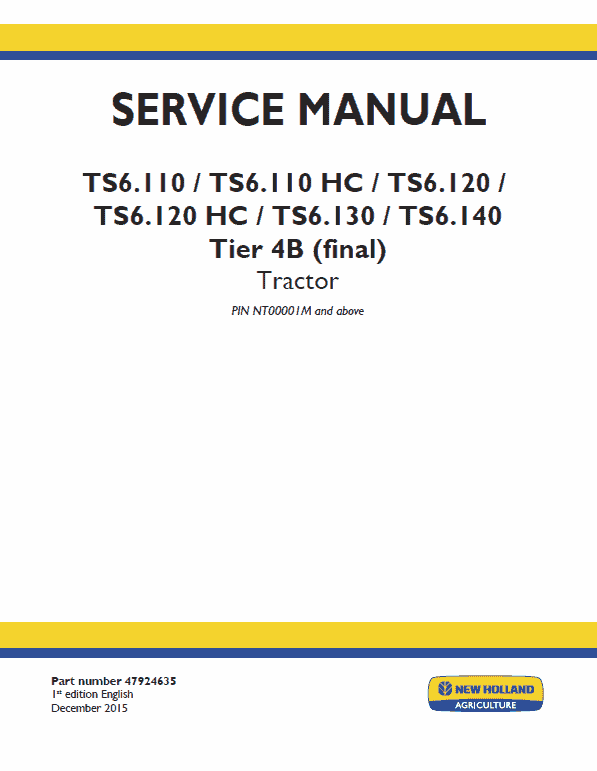 New Holland Ts6.110 Hc, Ts6.120 Hc Tractor Service Manual