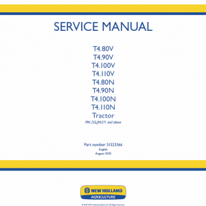 New Holland T4.80v, T4.90v, T4.100v, T4.110v Tractor Service Manual