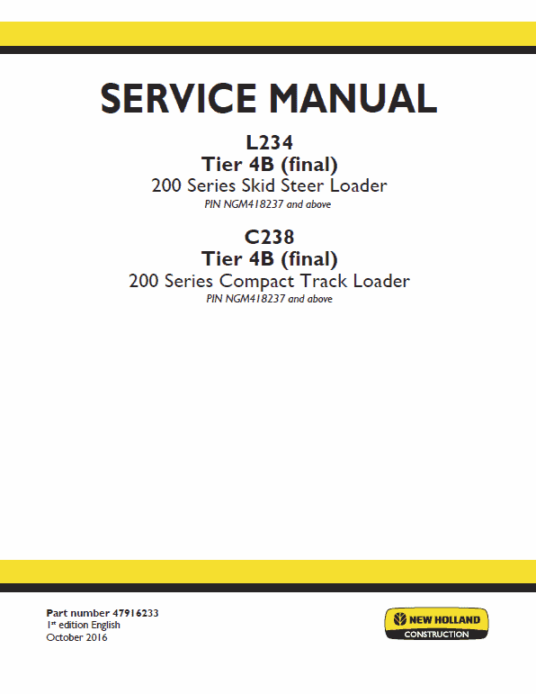 New Holland L234, C234 Skidsteer Loader Service Manual