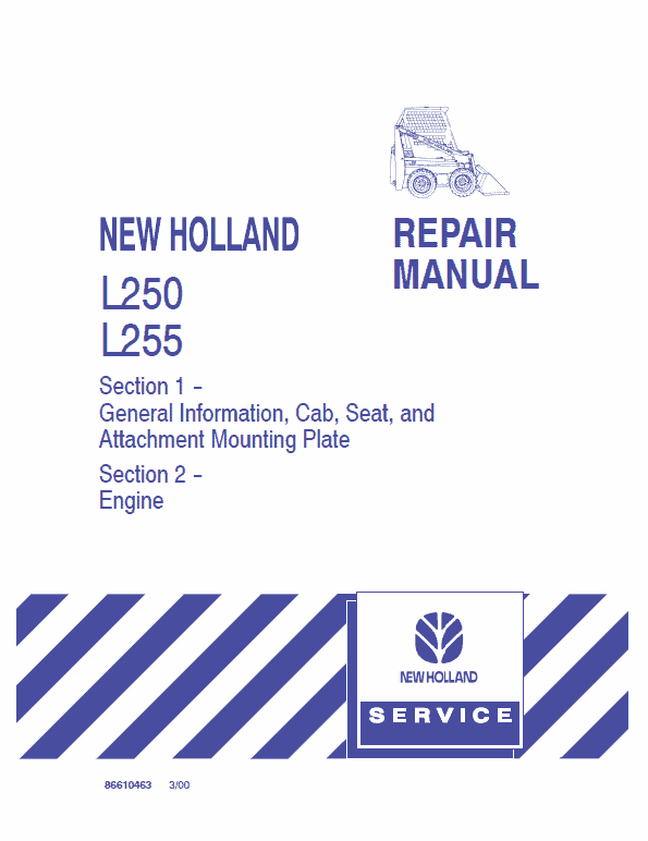 New Holland L250, L255 Skidsteer Loader Service Manual