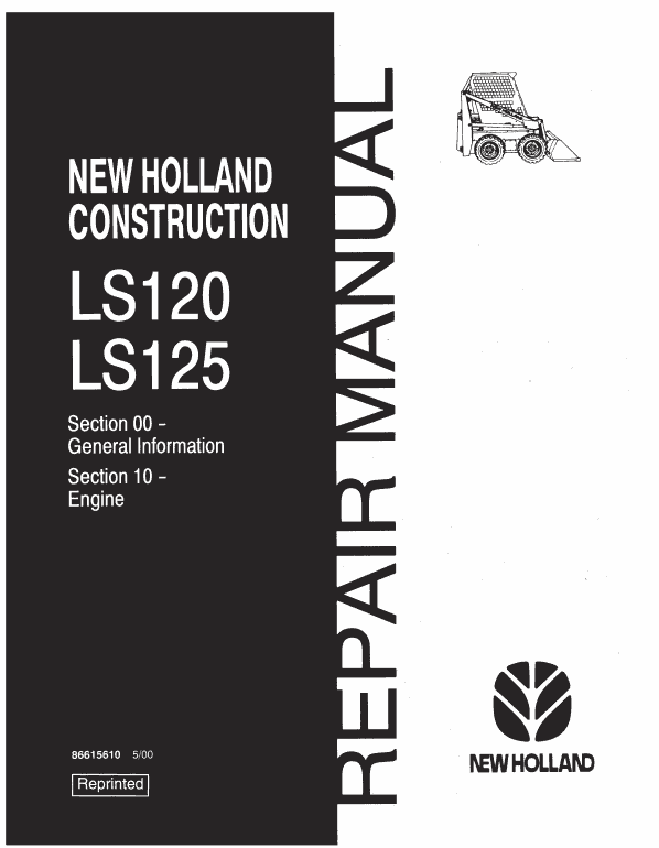 New Holland Ls120, Ls125 Skidsteer Service Manual