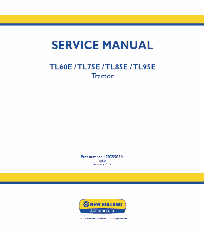 New Holland Tl60e, Tl75e, Tl85e, Tl95e Tractor Service Manual