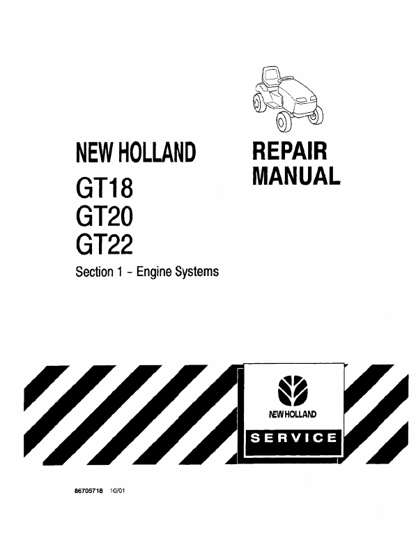 New Holland Gt18, Gt20, Gt22 Mower Tractor Service Manual