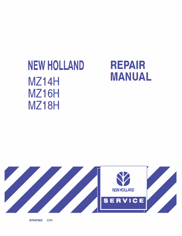 New Holland Mz14h, Mz16h, Mz18h Mower Tractor Service Manual