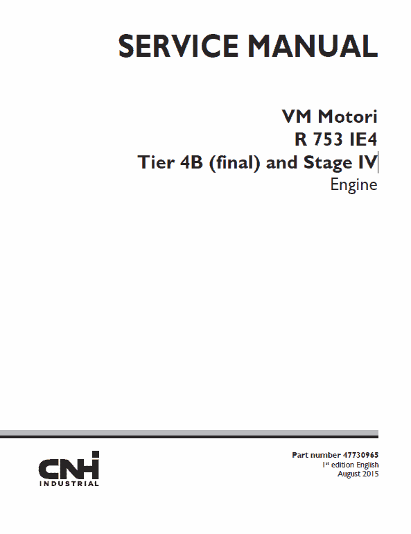 Cnh Vm Motori R 753 Ie4 Tier 4b And Stage Iv Engine Service Manual