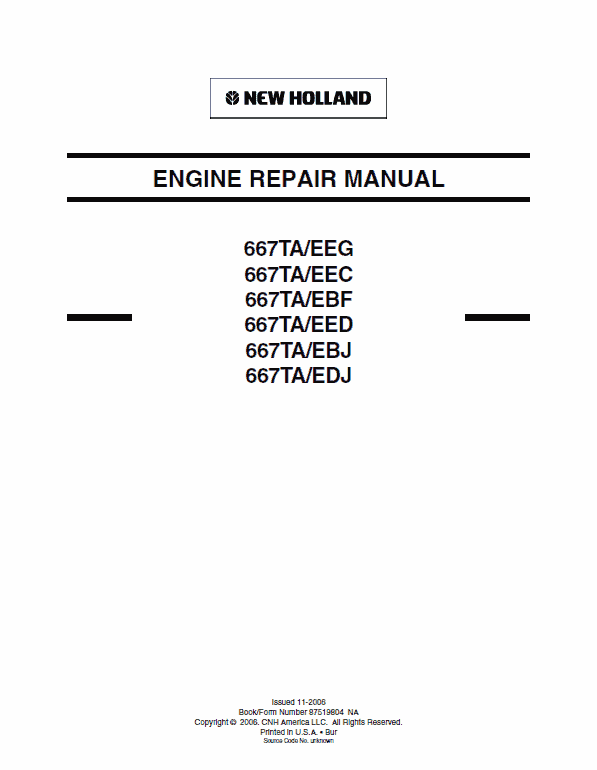 667TA EEG, 667TA EEC, 667TA EBF, 667TA EED, 667TA EBJ, 667TA EDJ Engine Manual