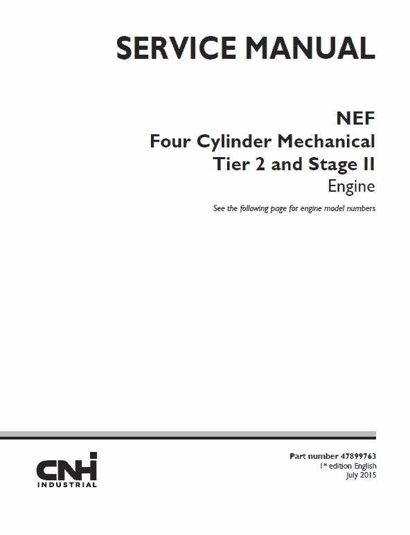 NEF Four Cylinde Mechanical Tier 2 and Stage II Engine Manual