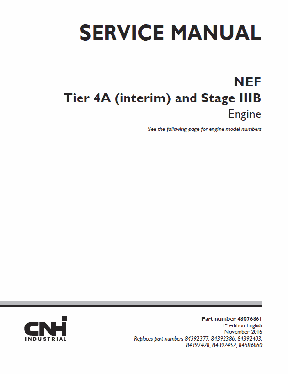 NEF Tier 4A Interim and Stage IIIB Engine Service Manual