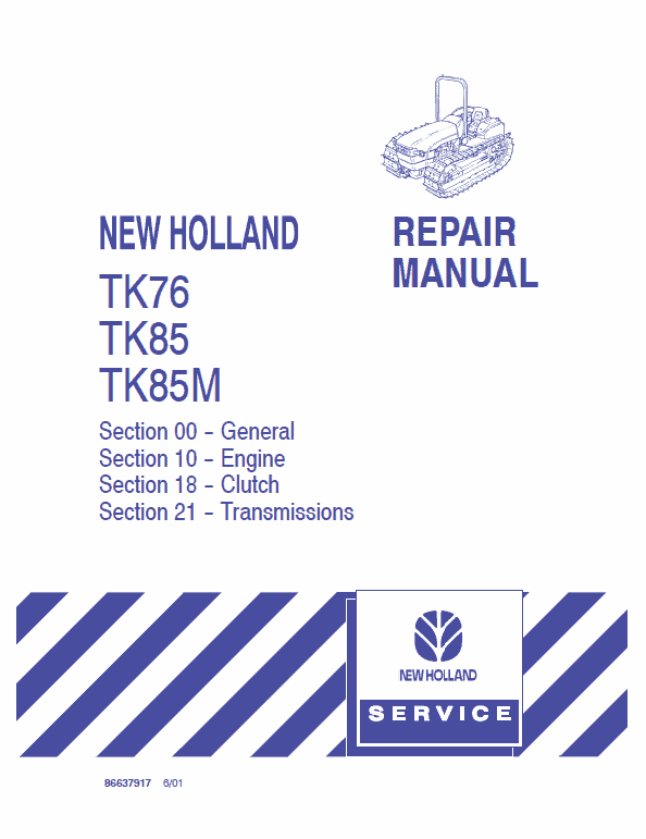 New Holland Tk76, Tk85, Tk85m Tractor Service Manual