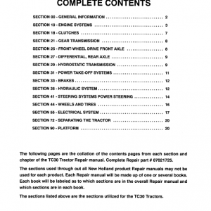 New Holland Tc30 Tractor Service Manual