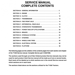 New Holland T1530 Tractor Service Manual