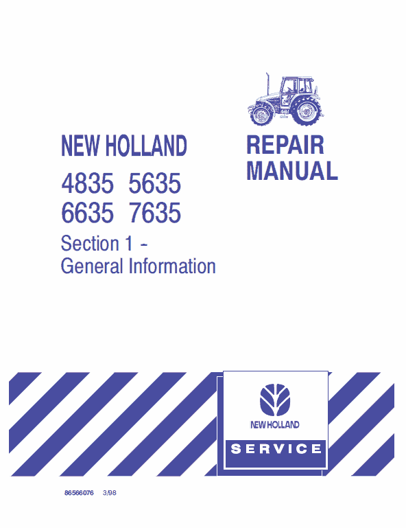 New Holland 4835, 5635, 6635, 7635 Tractor Service Manual