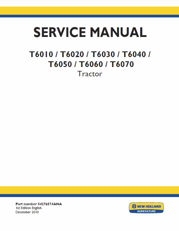 New Holland T6010, T6020, T6030 Tractor Service Manual
