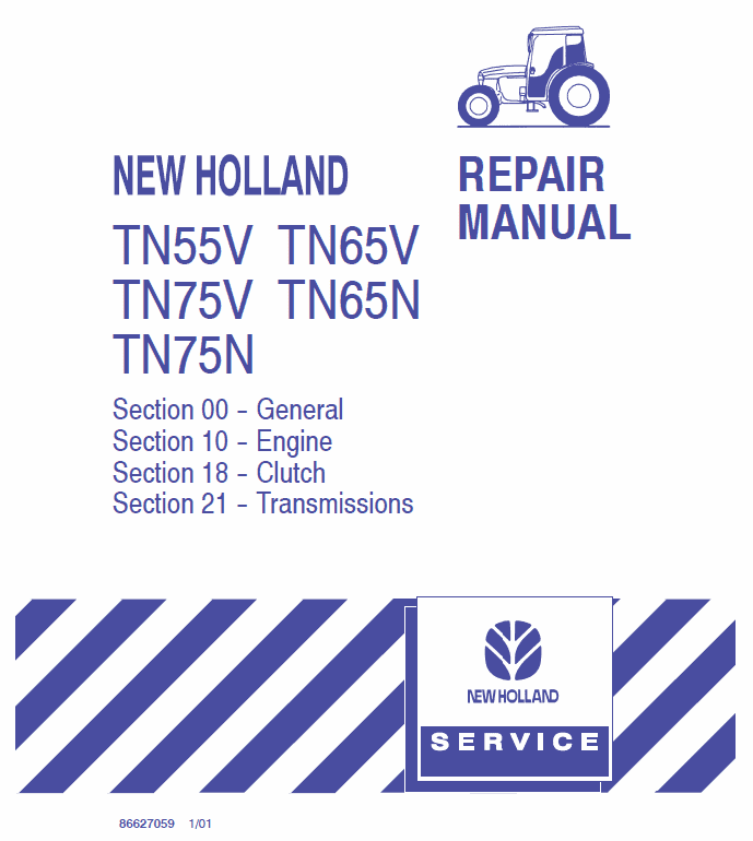 New Holland Tn55v, Tn65v, Tn75v, Tn65n, Tn75n Tractor Service Manual