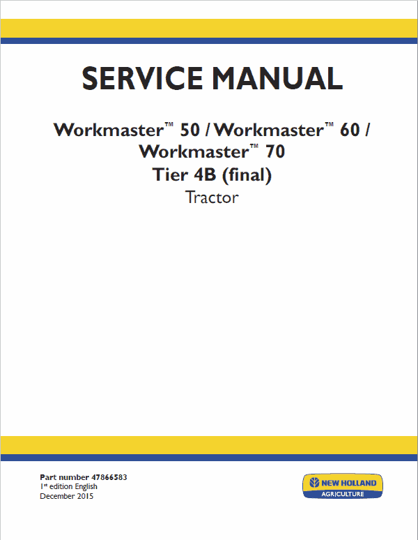 New Holland Workmaster 50, 60, 70 Tractor Service Manual