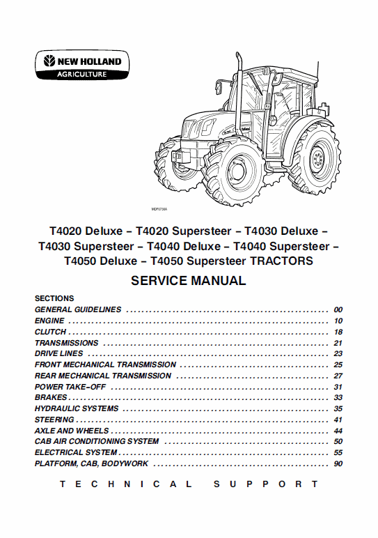 New Holland T4020, T4030, T4040, T4050 Delux Supersteer Tractor Manual