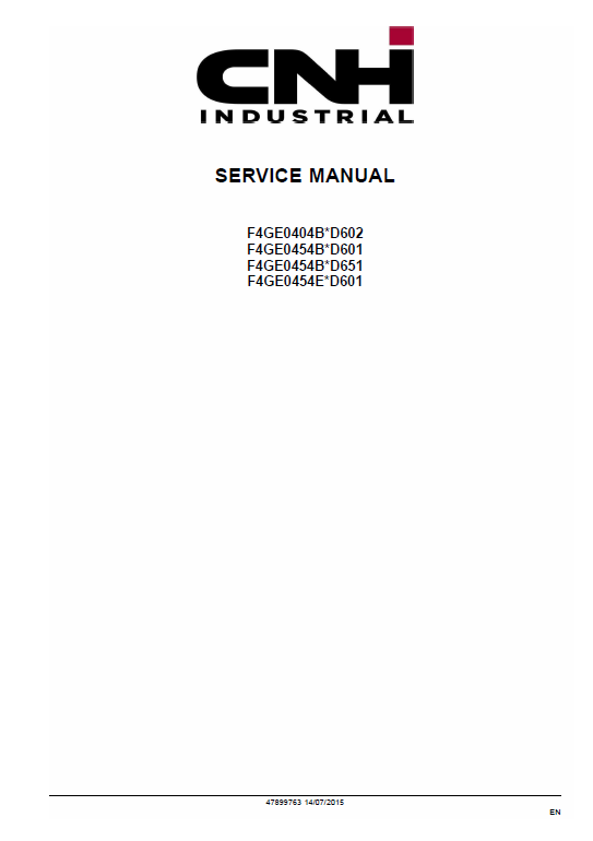 NEF Four Cylinder Mechanical Tier 2 and Stage II Engine Manual