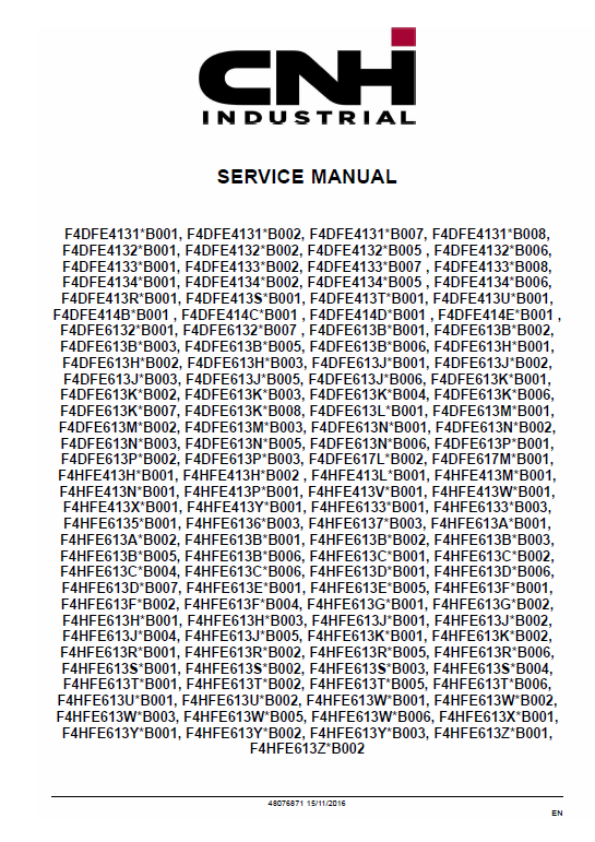 NEF Tier 4B Final and Stage IV Engine Service Manual