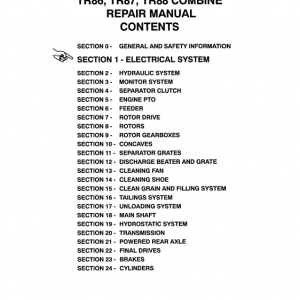 New Holland TR86, TR87, TR88 Combine Repair Manual