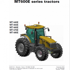 Challenger MT645E, MT655E, MT665E, MT675E, MT685E Tractor Workshop Manual