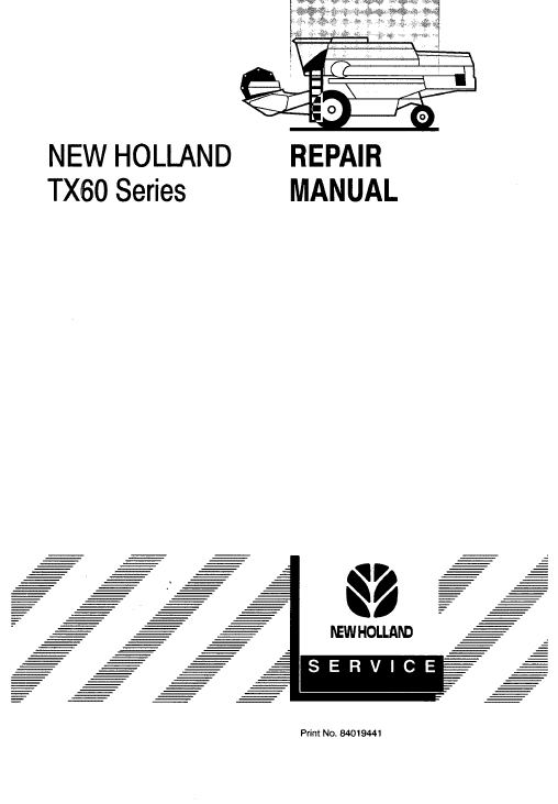 New Holland TX60 Combine Repair Manual