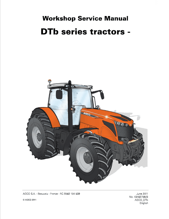 AGCO DT205B, DT225B, DT250B, DT275B, DT300B Tractor Manual
