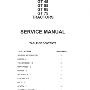 AGCO GT45, GT55, GT65, GT75 Tractor Manual