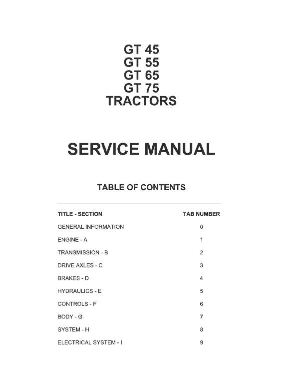 AGCO GT45, GT55, GT65, GT75 Tractor Manual