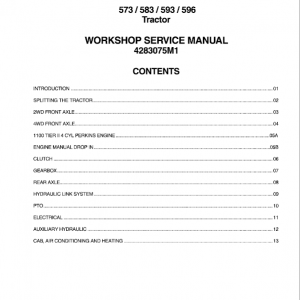 Massey Ferguson 573, 583, 593, 596 Tractor Service Manual
