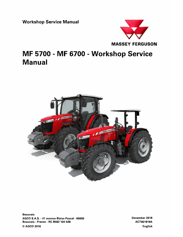 Massey Ferguson 5708, 5709, 5710, 5711 Tractor Service Manual