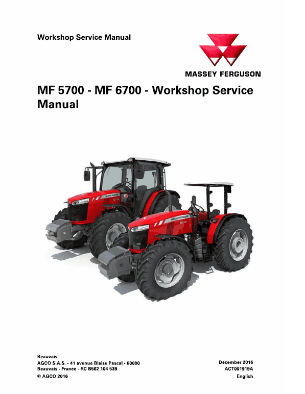 Massey Ferguson 6711, 6712, 6713 Tractor Service Manual