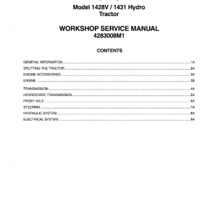 Massey Ferguson 1428V, 1431 Tractor Service Manual