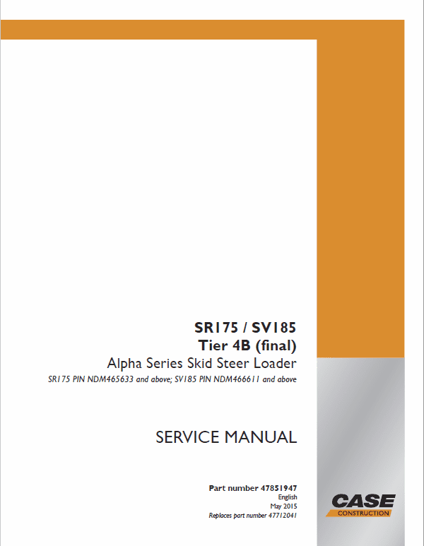 Case SR175, SV185 SkidSteer Service Manual