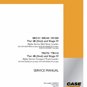 Case SR210, SR240, SV280 SkidSteer Service Manual