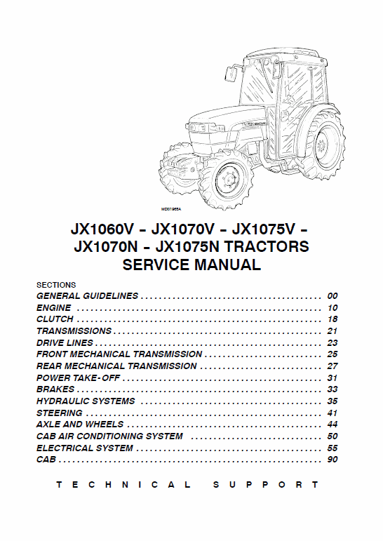 Case JX1060V, JX1070V, JX1075V, JX1070N, JX1075N Tractor Service Manual