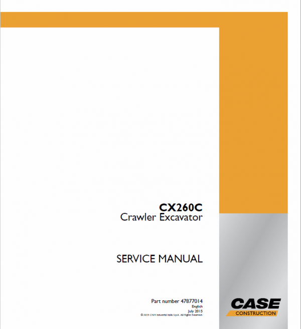 Case CX260C Excavator Service Manual