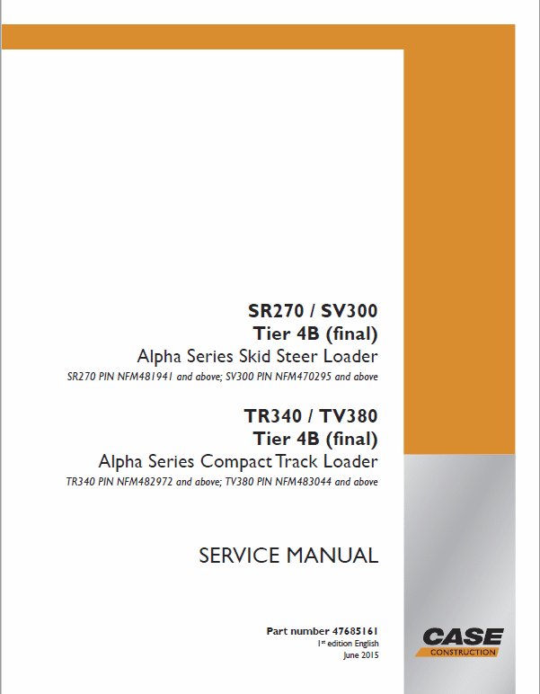 Case TR340 Track Loader Service Manual