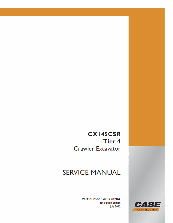 Case CX145CSR Tier 4 Excavator Service Manual