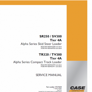 Case TR320, TV380 Track Loader Service Manual