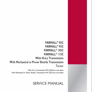 Case Farmall 85C, 95C, 105C, 115C Tractor Service Manual