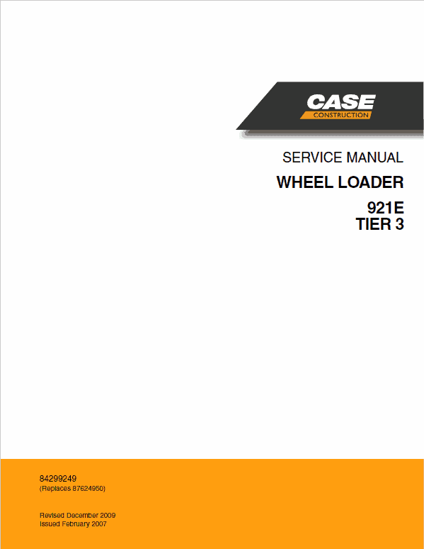 Case 921E Wheel Loader Service Manual