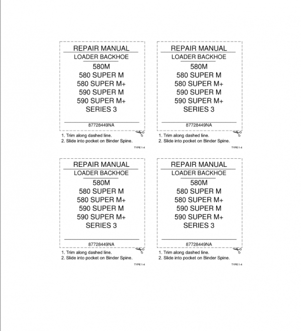 Case 580, 590, Super M and Super M Plus Series 3 Backhoe Manual