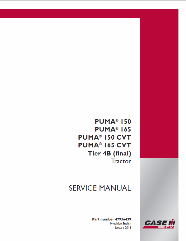 Case Puma 150, 165 CVT Tractor Service Manual
