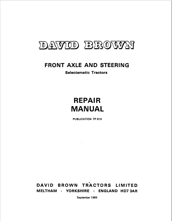 David Brown 770, 780, 880, 990, 1200 Implematic Tractor Service Manual